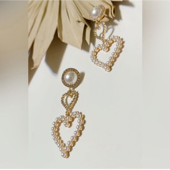 Heart pearl earrings #471 - Picture 4 of 7